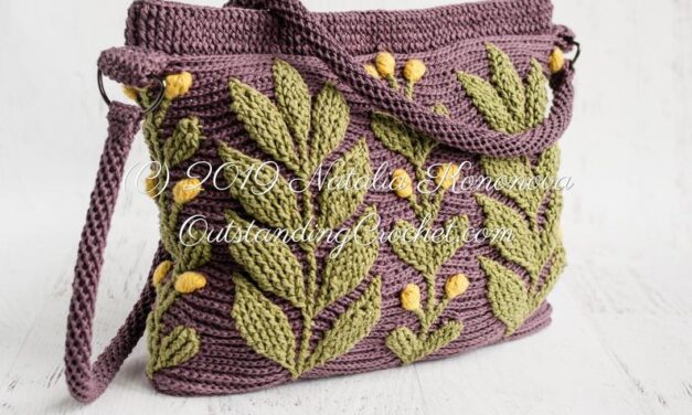 The Perfect Accessory For Spring, Crochet This Colorful 3D Textured Cabled Leaf Messenger Bag