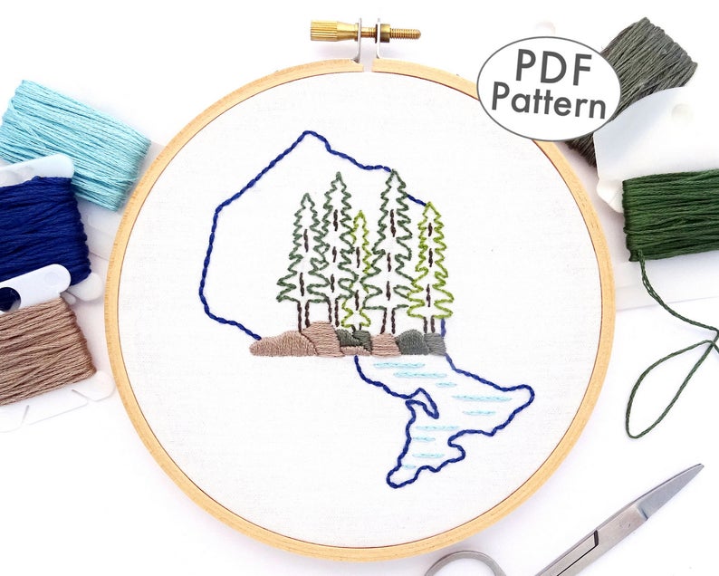 Designer Spotlight:  Hand Embroidery Inspired By Canada,  Designed By Amanda Watson of Wandering Threads Art