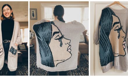 Gorgeous Pop Art Upgrade To Free Uptown Cardigan Pattern – This Kind of Knitting Packs a Real PUNCH!