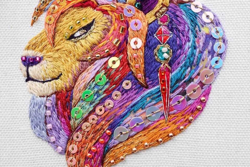 Kimika Hara’s Colorful Leo The Lion Embroidery