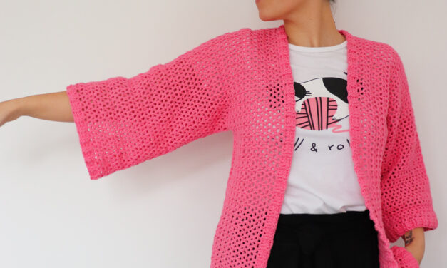 Crochet An Easy Ribbed Kimono, Pattern Designed By Susana of Fluffy Stitches