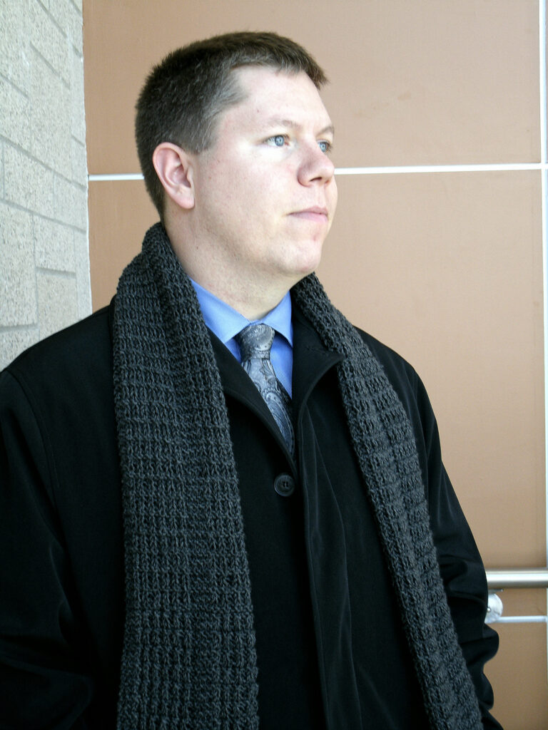 Free Pattern Alert! Knit a 'Dudester Scarf' Designed By Jana Pihota ... This Is One CLASSY Scarf!