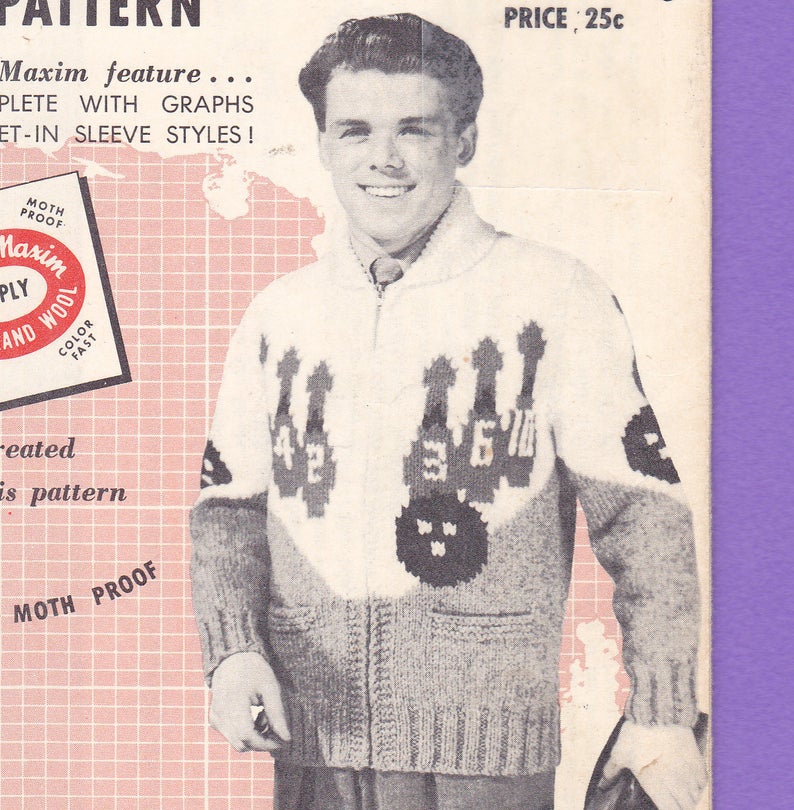 vintage bowling sweater patterns