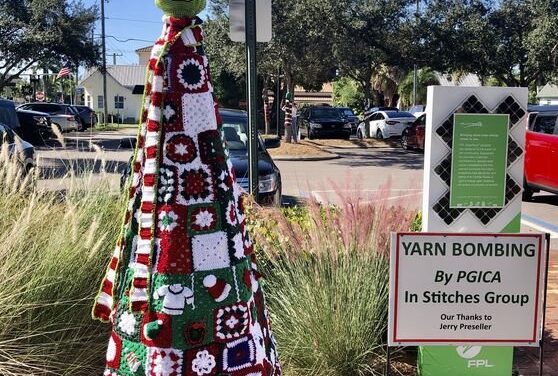 In Stitches Knitting Group’s 2020 Yarn Bombs In Punta Gorda, Florida