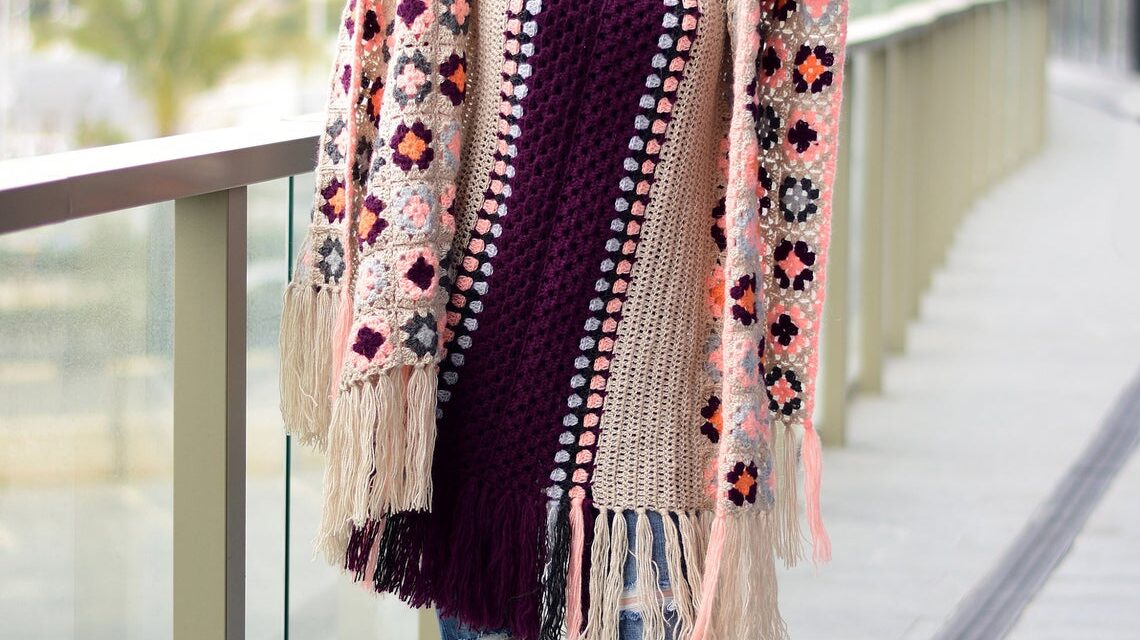 Sophisticated Granny Square Wrap To Wear Anywhere, Anytime … Dress It Up Or Dress It Down!