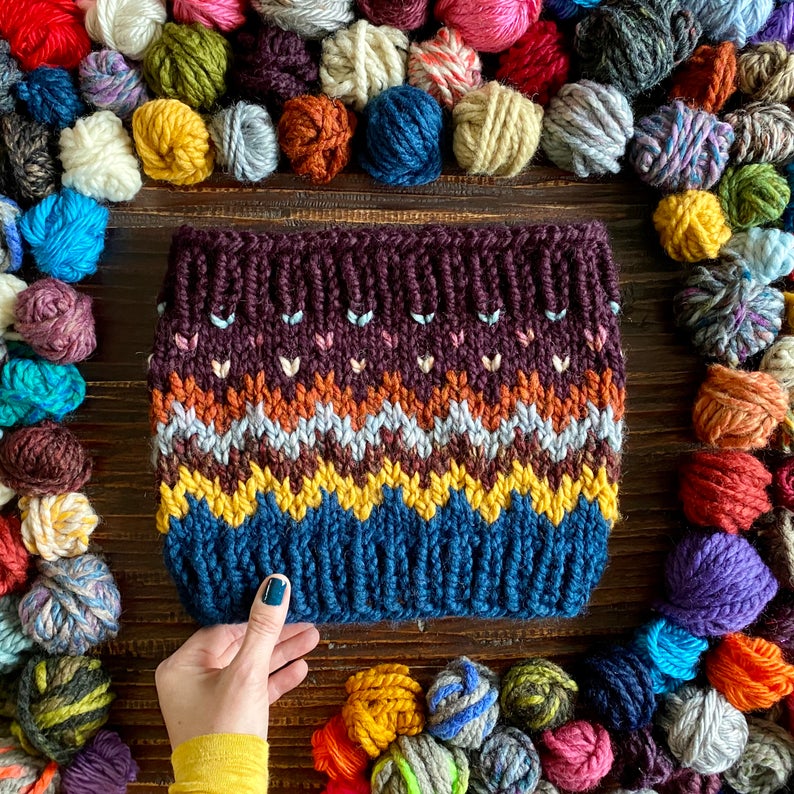 This 'Scraptacular Cowl' Is The Knitting Pattern We All Need Right Now, Hello Perfect Stashbuster