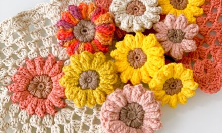 Sunflower Power! This Cute Crochet Appliqué Is Great For Hair Clips, Keychains and More …