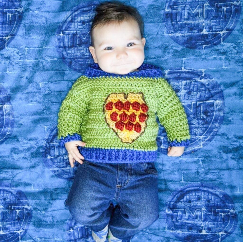Everyone Loves Pizza! Crochet a 'Heart Pizza' Sweater For Everyone In Your Family, Big & Small!