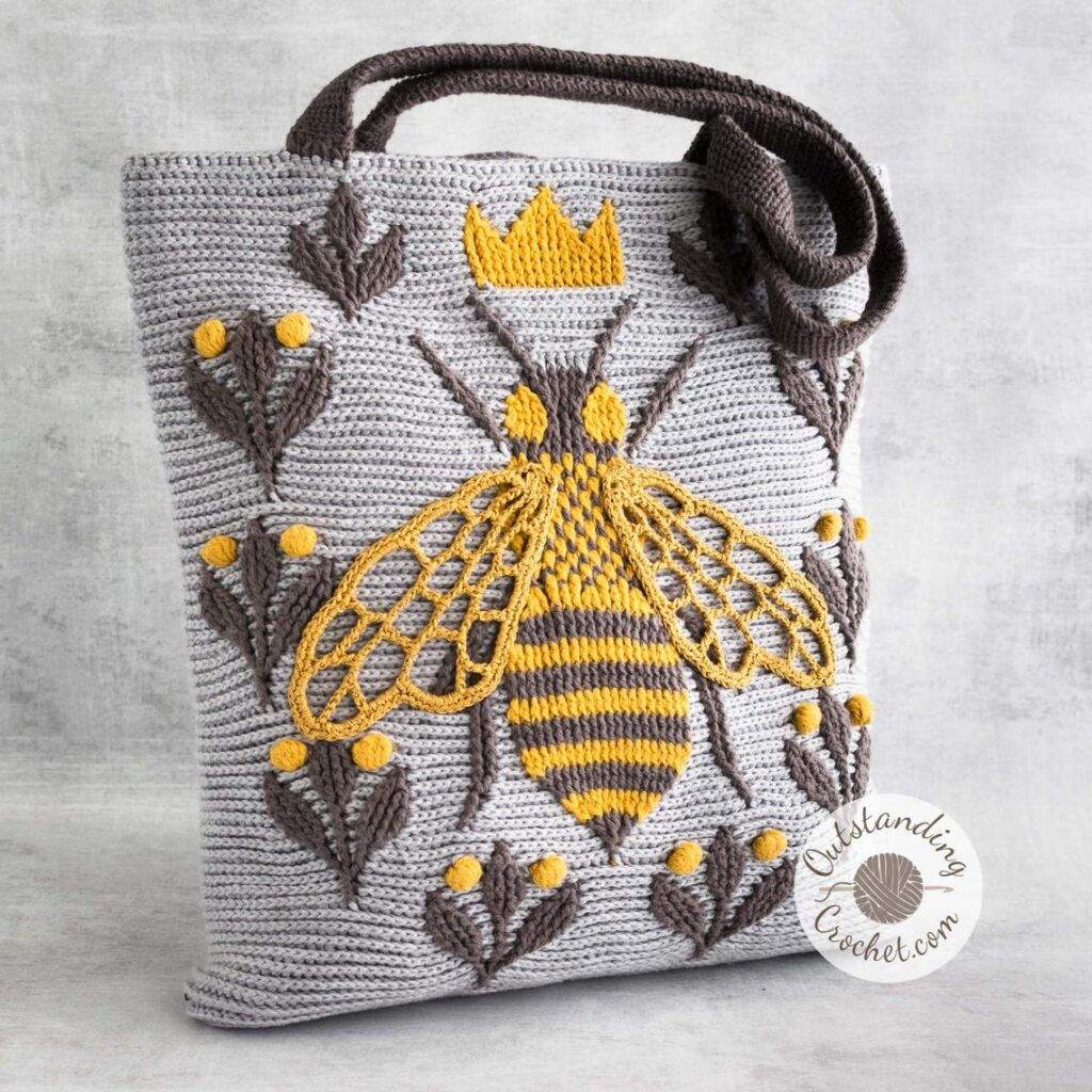 Crochet a Gorgeous 3D Queen Bee Tote For Spring