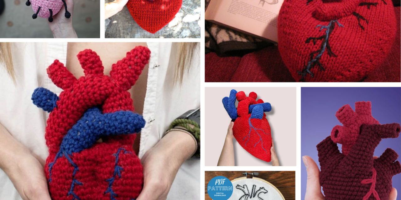 The Best Anatomical Heart Patterns For Knitters, Crocheters & Stitchers!