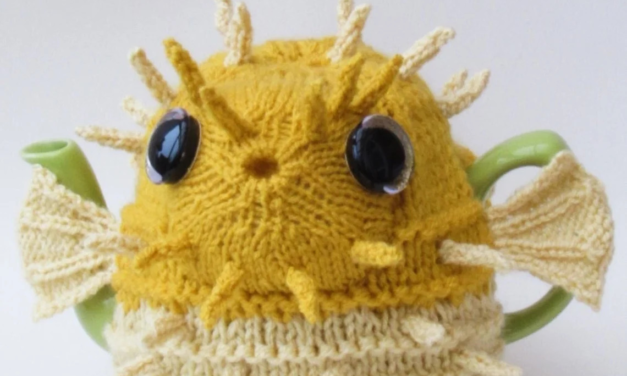 Knit a Perky Pufferfish Tea Cosy Designed by Susan Cowper of Tea Cosy Folk, So Unique!
