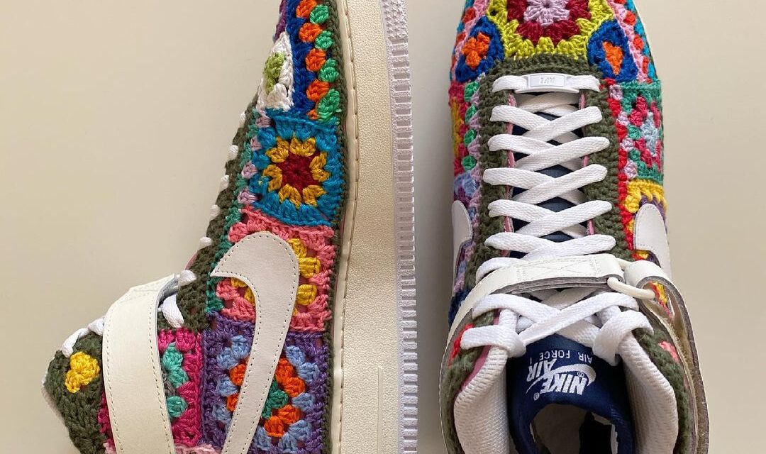 Who Else NEEDS a Pair of These Custom Nike Air Force 1 High Sneakers … They Feature Crochet Granny Squares!