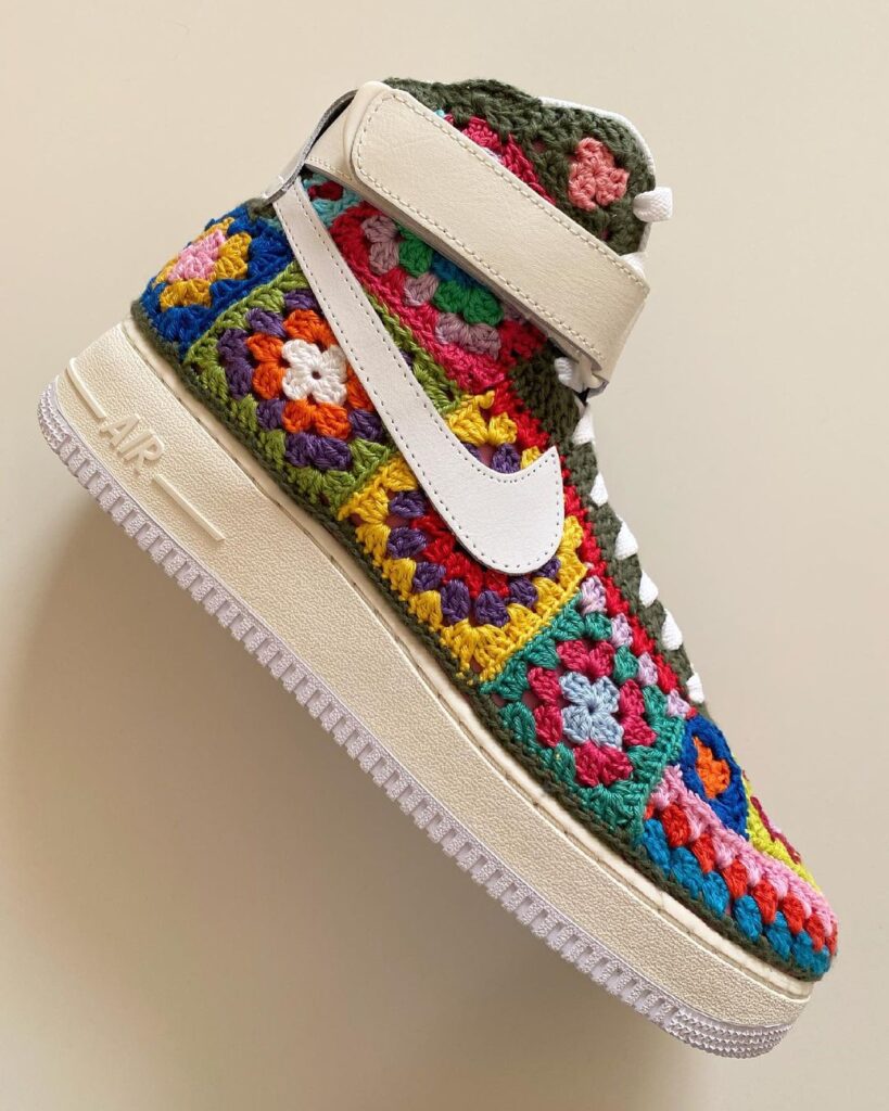 Who Else NEEDS a Pair of These Custom Nike Air Force 1 High Sneakers ... They Feature Crochet Granny Squares!