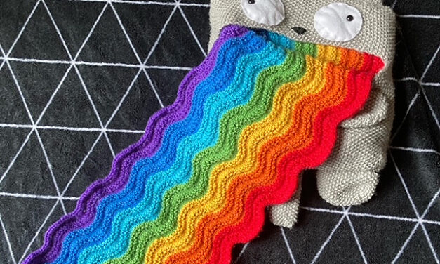 Hey Knitters, Now You Can Make a Rainbow Cat Barf Scarf Too! Hooray, Everyday Is Rainbow Barf Caturday!