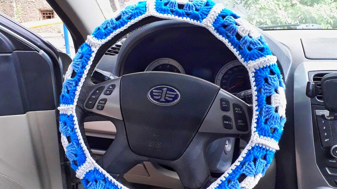 Yarn Bomb Your Car With This Crochet Steering Wheel Cover … Granny-Square Inspired Pattern Alert!