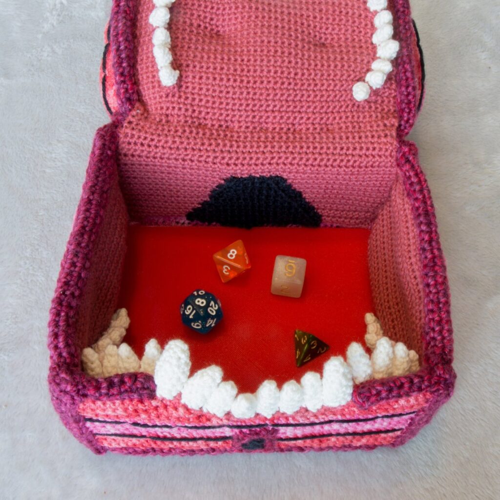 Crochet a Mimic Amigurumi Dice Tray - Perfect Accessory For Dungeons & Dragons Fans!