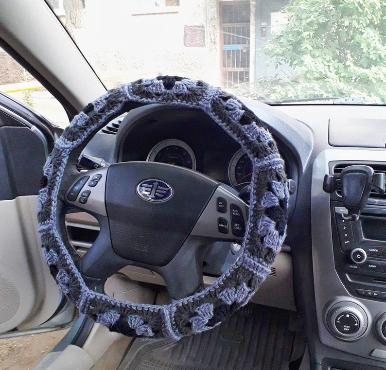 Yarn Bomb Your Car With This Crochet Steering Wheel Cover ... Granny-Square Inspired Pattern Alert!
