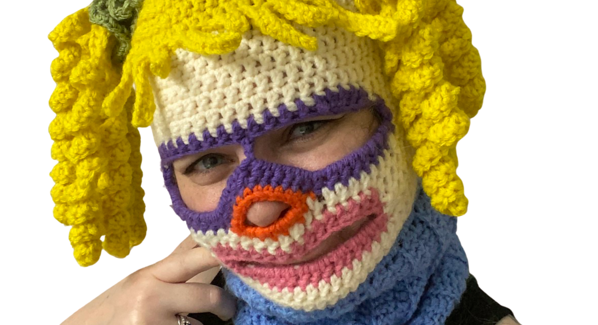 Crochet a Funky 70’s Inspired Ski Mask / Face, Designed By Rebecca Turner