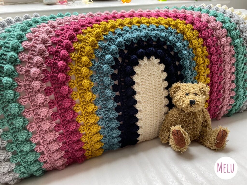 Popular Pattern Alert! Crochet a Granny Bobblina Rainbow Blanket Designed By Melu Crochet