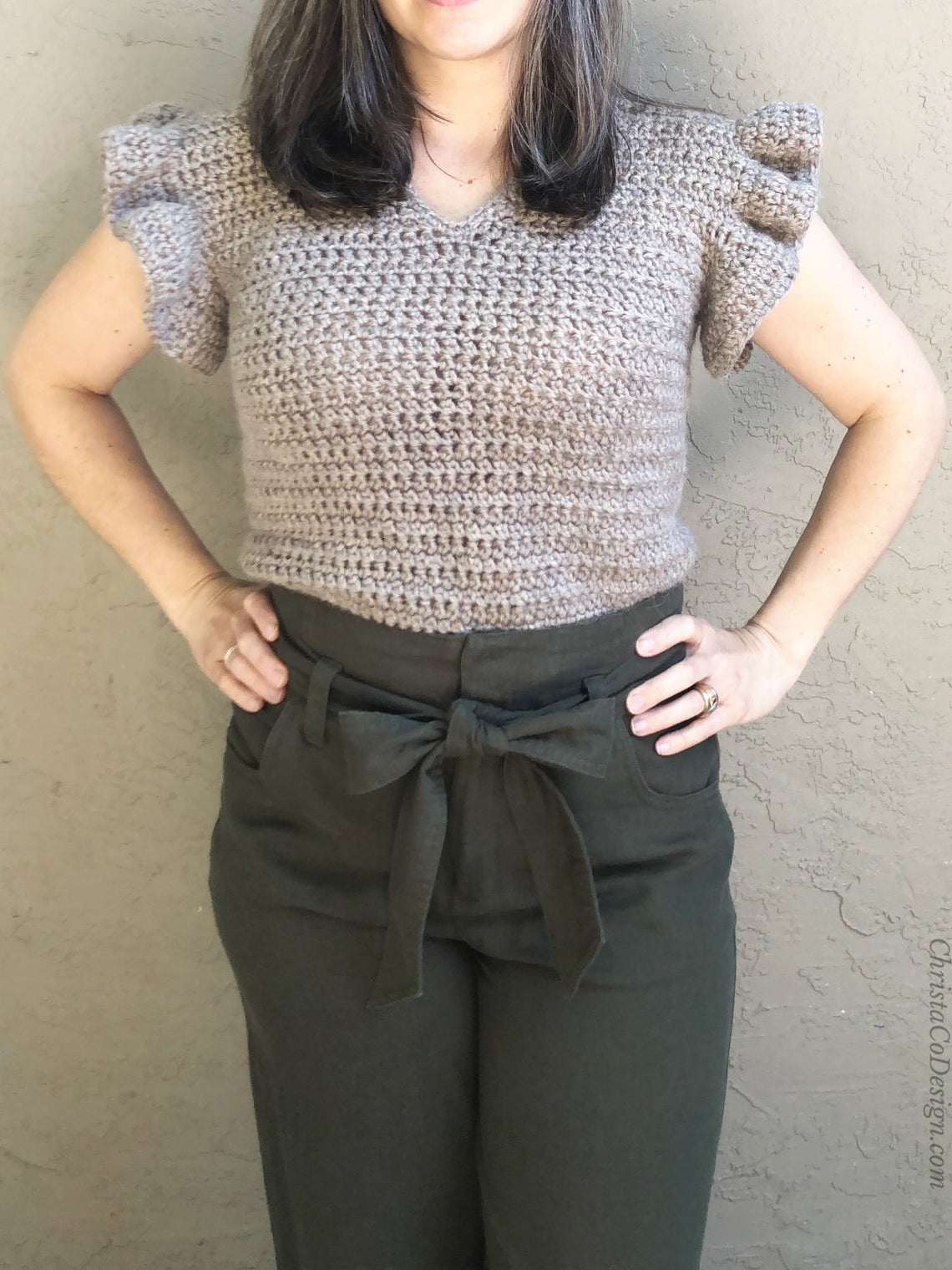 This Ruffle Sleeved Crochet Tee Is Adorable ... Perfect For Work & Play