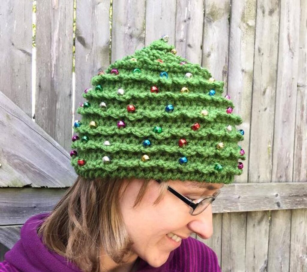 Christmas In July … Crochet a Beaded Christmas Tree Hat, Pattern Comes In 5 Sizes Newborn to Teen/Adult