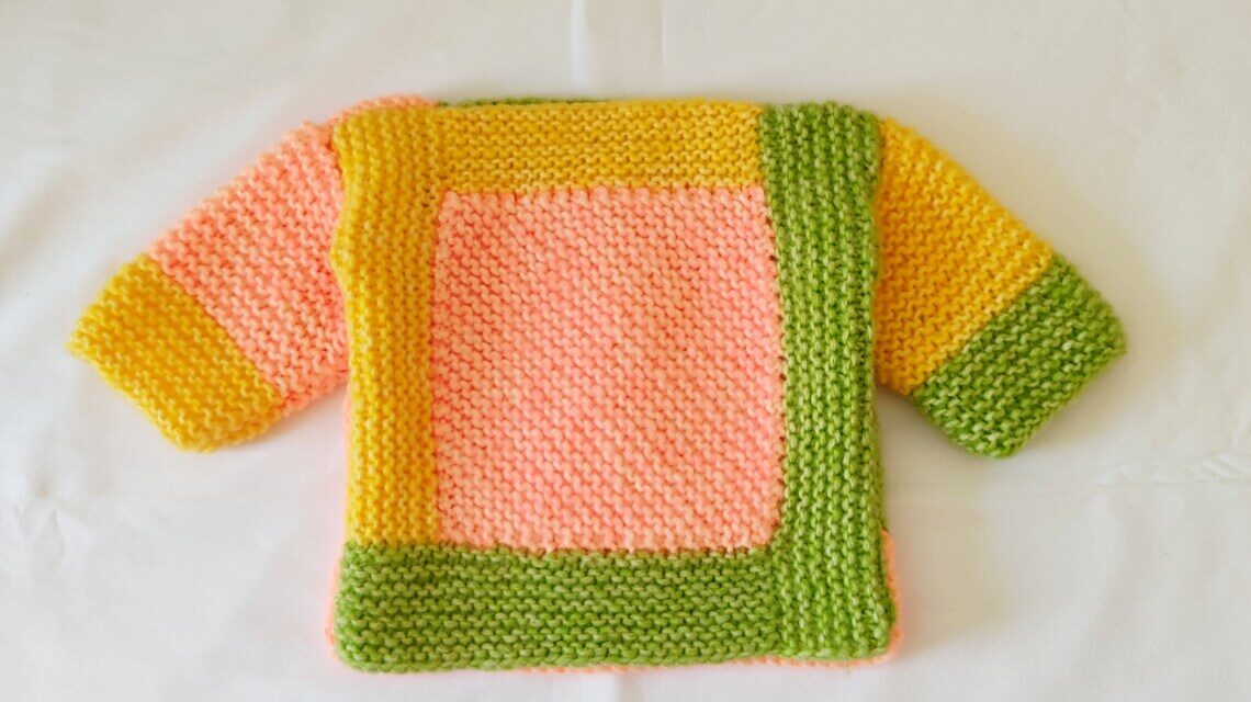 Knit a Cute Log Cabin Blanket Inspired Sweater For Baby!