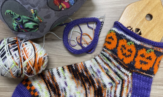 Knit a Pair of Jack O’ Lantern Socks Designed By Christen Jones