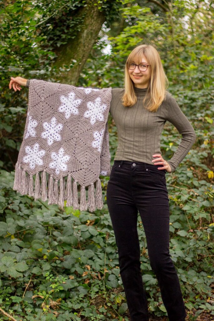 Crochet a Stellar Snowflake Scarf, Pattern From Victoria Bee Design