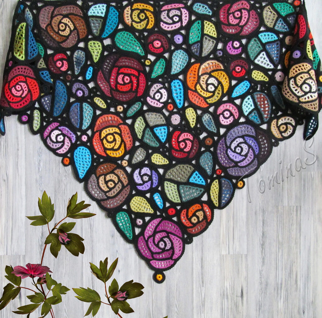 Presenting the Ridiculously Gorgeous Mackintosh Roses Shawl ... It Looks Like Stained Glass