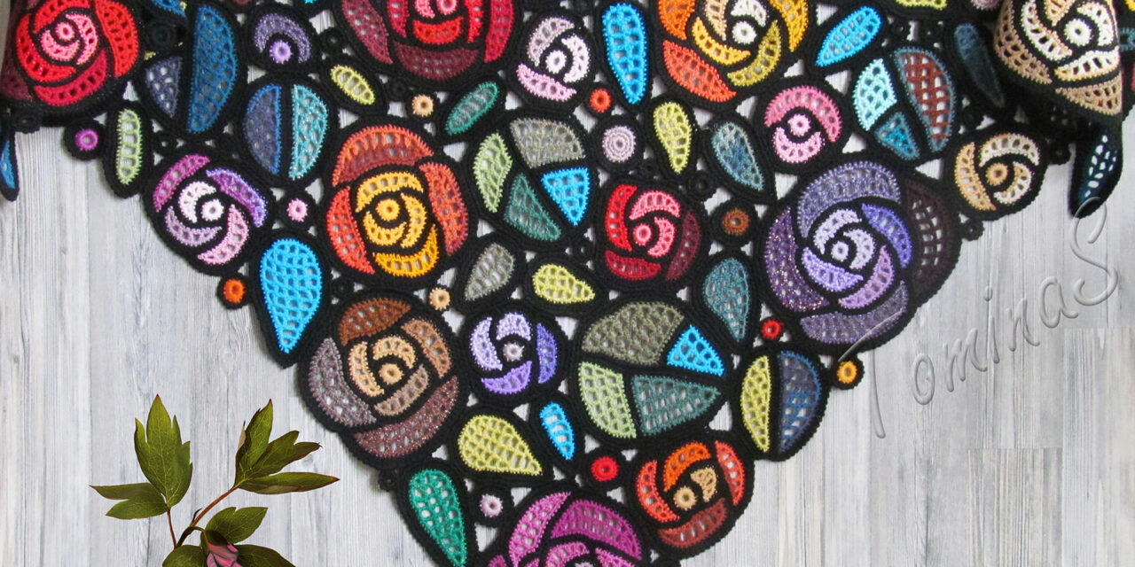 Presenting the Ridiculously Gorgeous Mackintosh Roses Shawl … It Looks Like Stained Glass