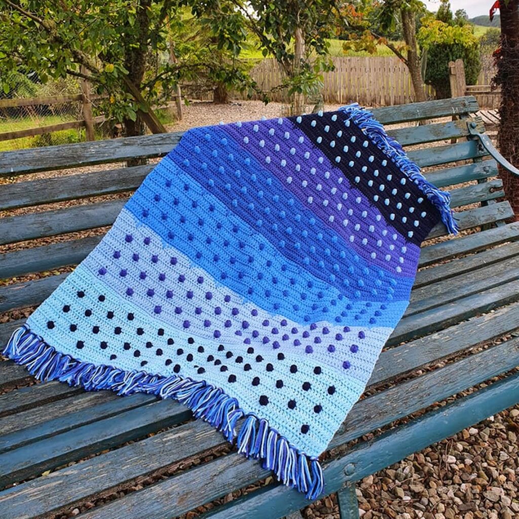 Crochet a 'Little Bobble Blue Blanket' Designed by Helen Louise Smith