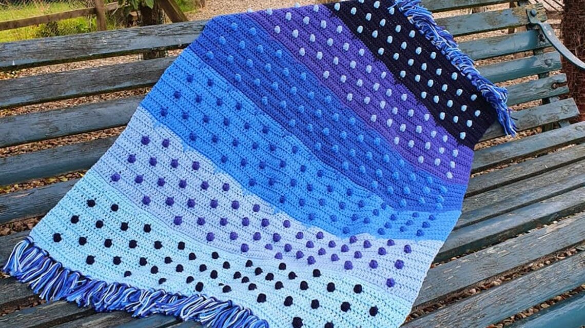 Crochet a ‘Little Bobble Blue Blanket’ Designed by Helen Louise Smith
