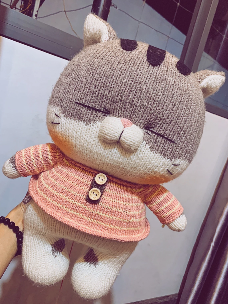 Knit A Cute Cat ... This Overstuffed Amigurumi Comes With A Wee Fishy Pattern Too!