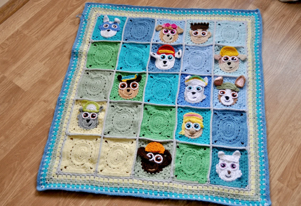 Crochet a Cute Paw Patrol Inspired Granny Square Afghan ... It's A Fun Mix & Matcher!