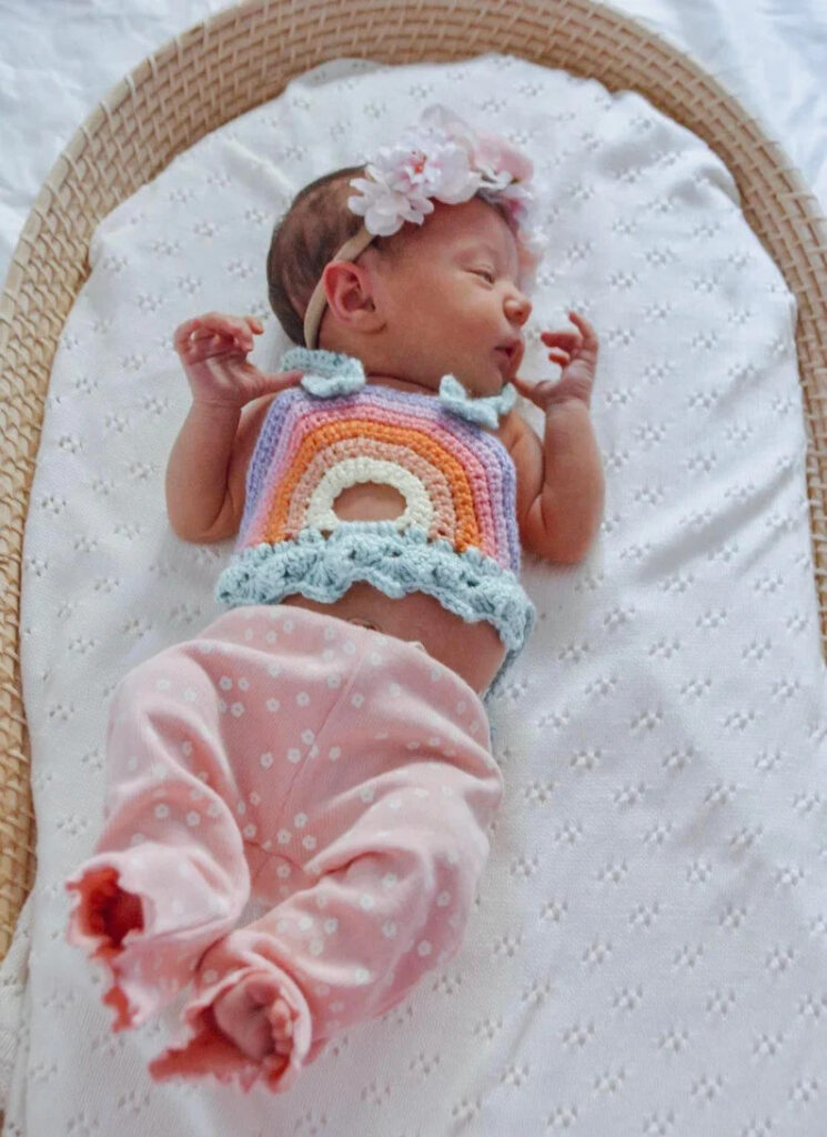 Crochet An Adorable Rainbow Halter Top ... Sizes Range From Newborn To Ten-Years-Old