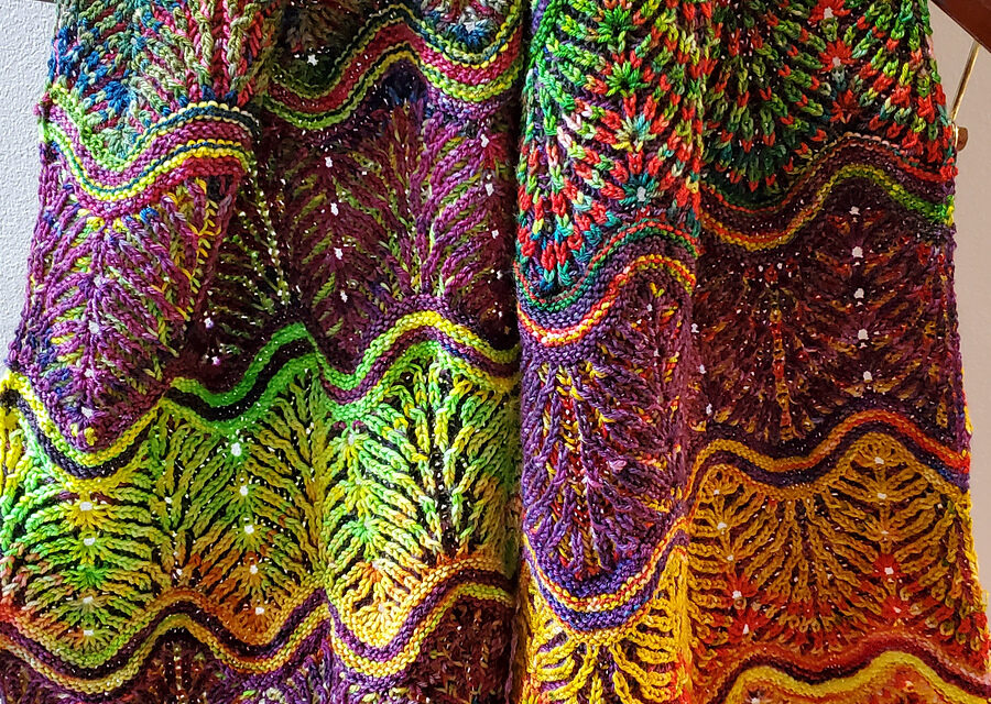 Knit a Snazzy ‘Scraptacular Wrap’ Designed By Kirsten Hall