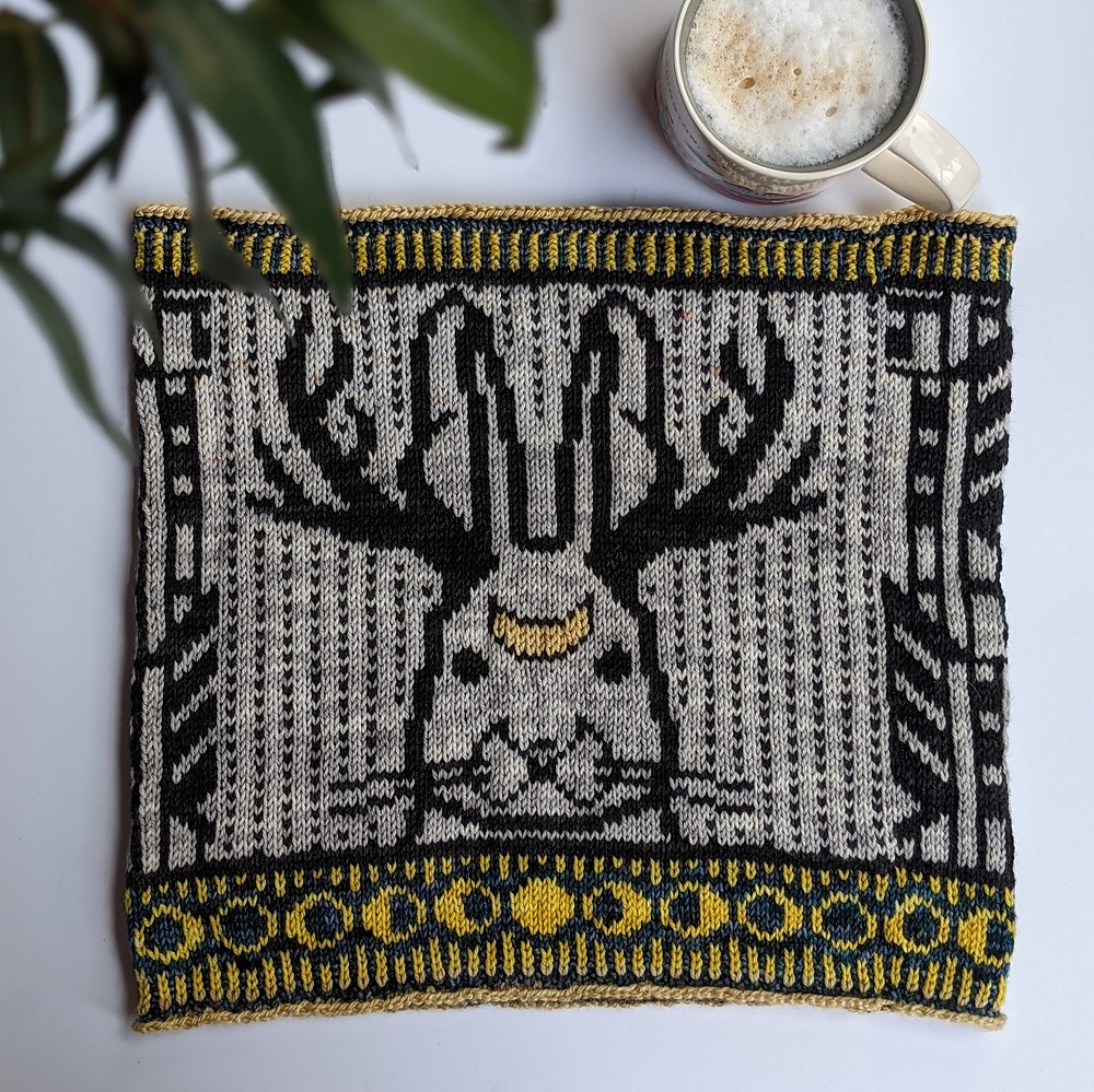 Knit a Jackalope Equinox Cowl Desigend By Jacquline Rivera