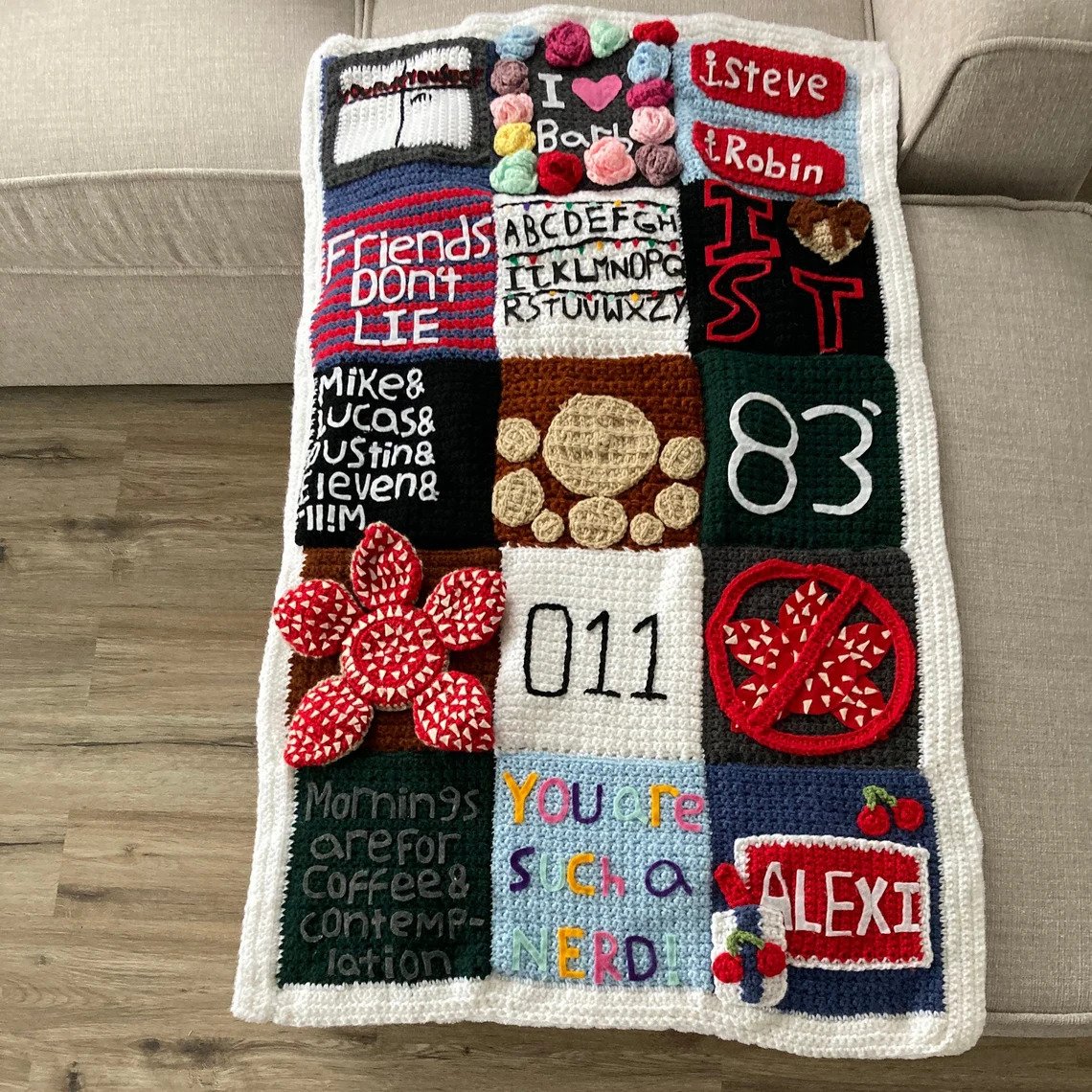 Pattern To Crochet an Awesome 'Stranger Things' Inspired Patchwork Quilt ... So Cool! 