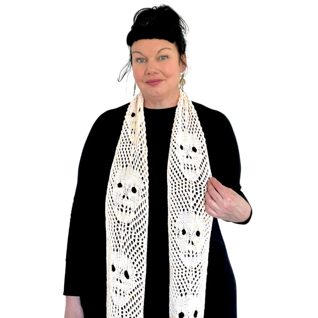 Finally, Stunning Skull Scarf and Shawl Patterns For Knitters, Designed By Ambah O'Brien
