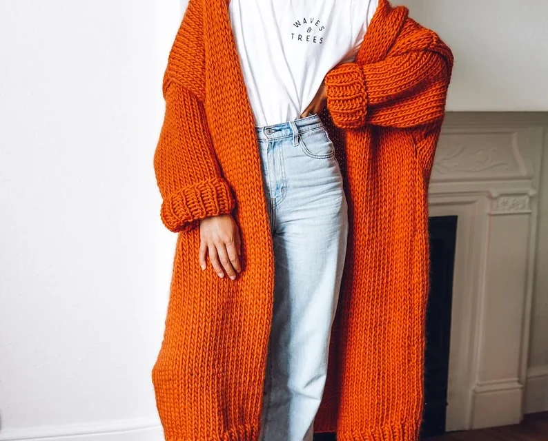 Beginner’s Dream! Knit An Easy Chunky Cardigan Coat – It’s An ‘Ankle Grazer’