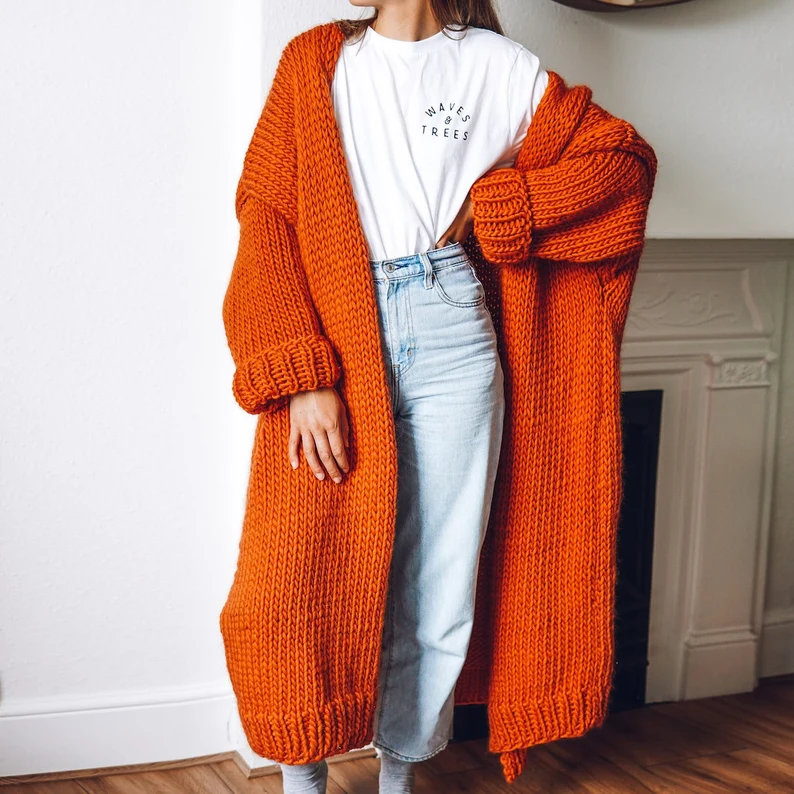 Beginner's Dream! Knit An Easy Chunky Cardigan Coat - It's An 'Ankle Grazer'