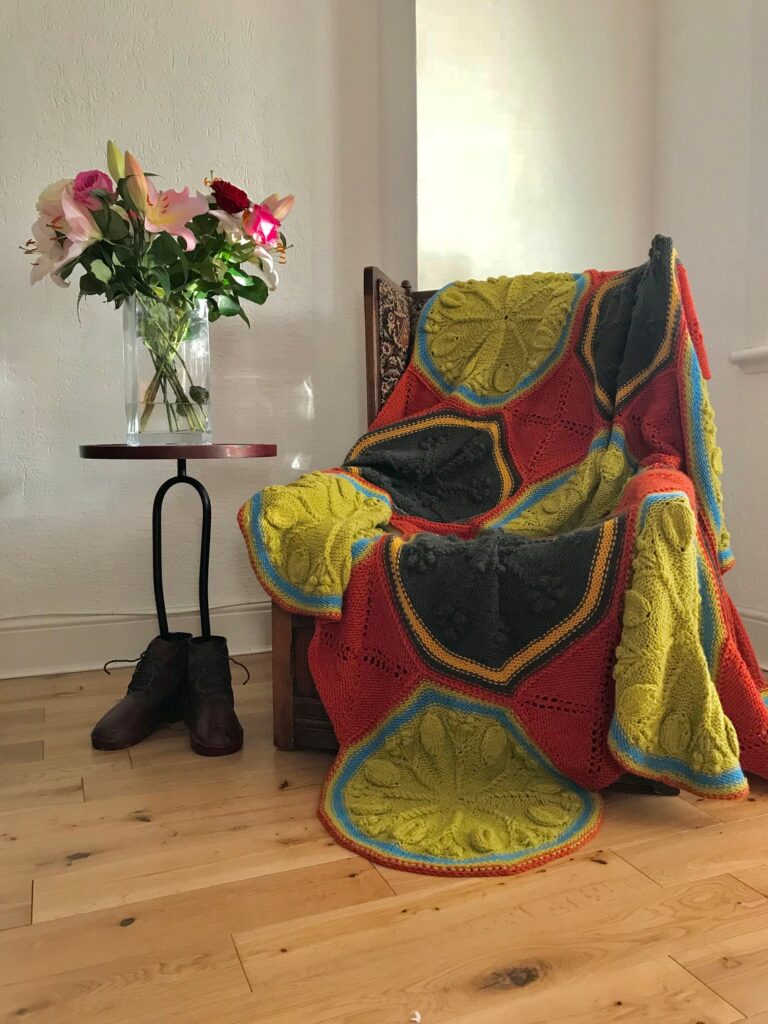 Knit an Autumn Leaves and Flowers Afghan Designed by Raimonda Bagdoniene of Loose Loop Patterns