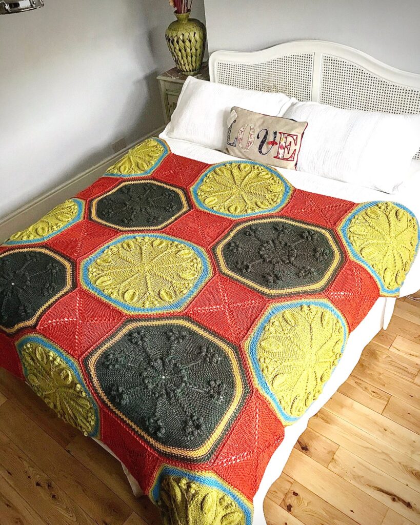 Knit an Autumn Leaves and Flowers Afghan Designed by Raimonda Bagdoniene of Loose Loop Patterns