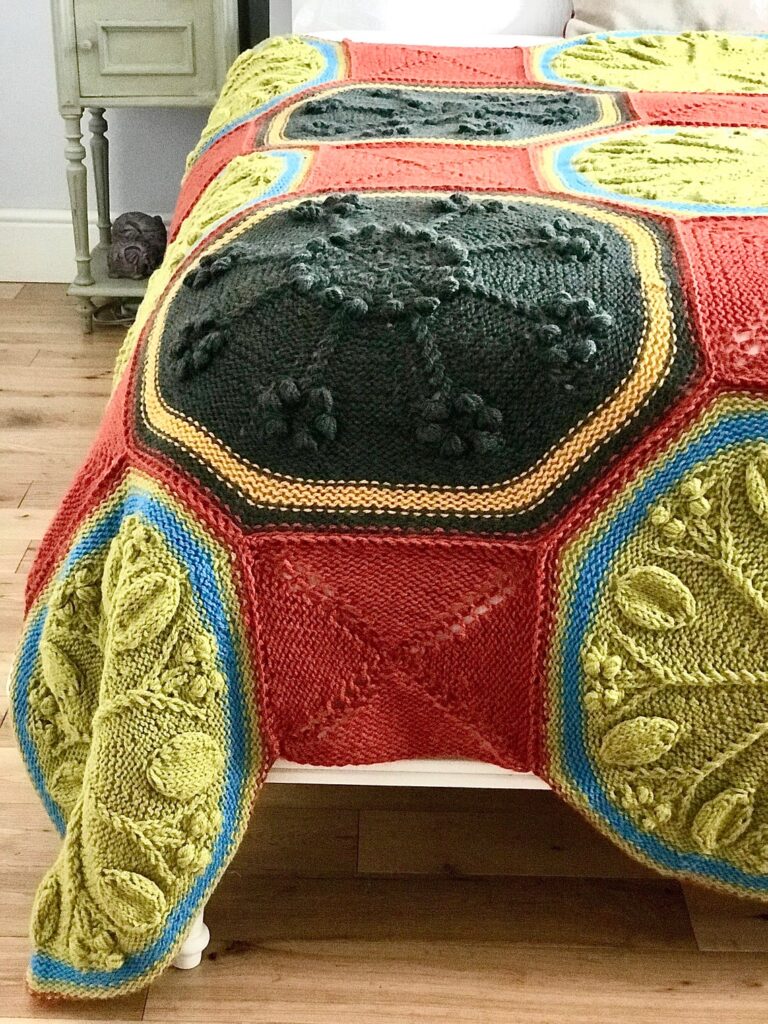 Knit an Autumn Leaves and Flowers Afghan Designed by Raimonda Bagdoniene of Loose Loop Patterns