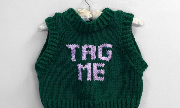 Knit a Timely “Tag Me” Sweater Vest With This Popular Pattern From Sally Darr Griffin