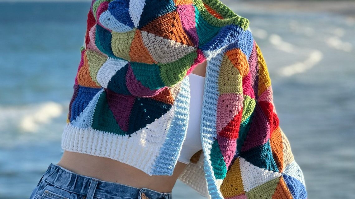 Crochet a Colorful Geometry Kaleidoscope Jacket Designed By Tania Skalozub