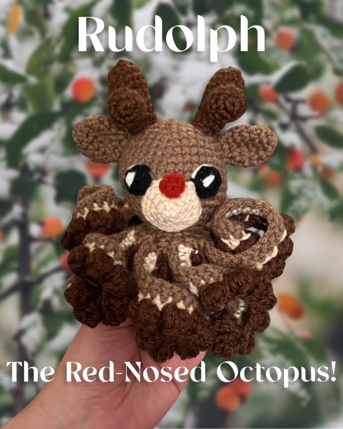 Crochet a Rudolph the Red-Nosed Octopus Amigurumi Ornament Cthulhu Thingy ...