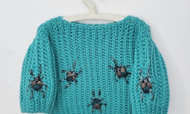 Beautiful Bugs! Crochet a Unique Baby Sweater With Embroidered Beetles