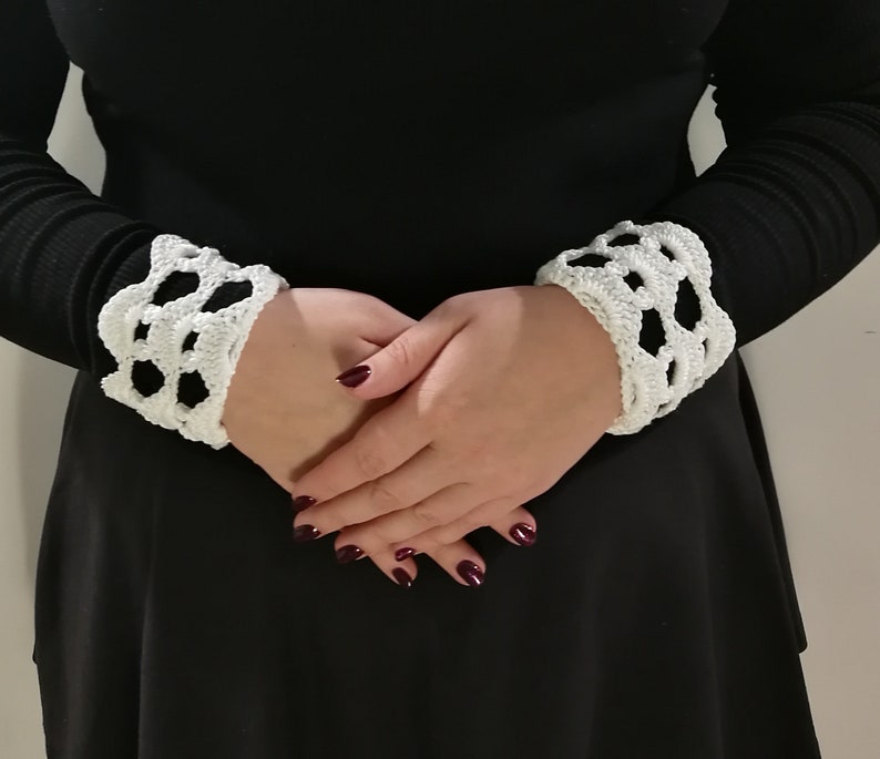 Wednesday Addams Inspired Wrist Cuffs / Fingerless Gloves Pattern By Lunar Still