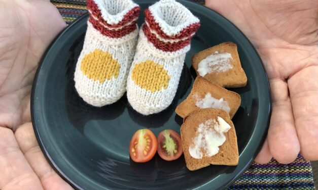 Knit a Delicious Pair of Bacon and Eggs Baby Booties!